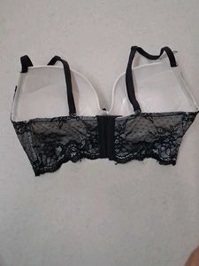 34C Black Lace Trim Padded Bra