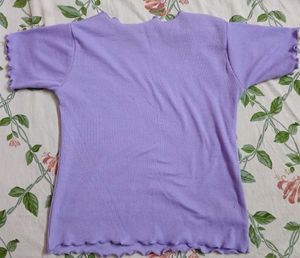Cute Purple Lettuce Hem Top
