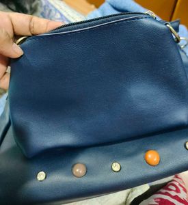 Smart Navy Blue bag with pouch.