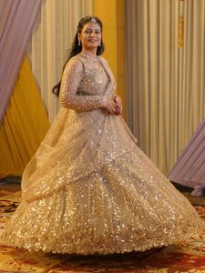 ✨️Fully Beads Off White Lehga For Reception ✨️