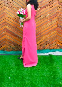 Elegant Pink Maxi Dress with Slit