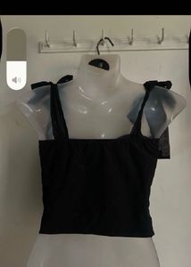 Black Tie-Strap Corset Top