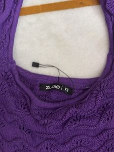 Purple Knit Cropped Top