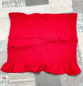 Smocked Off-Shoulder Red Top