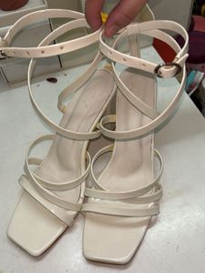 Stylish White Block Heel Sandals