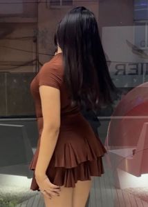Chic Brown Ruffled Dress