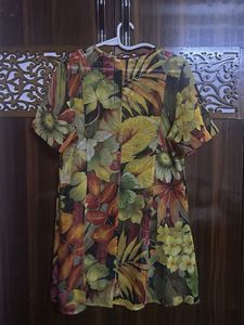 Vibrant Floral Print Button-Up Top