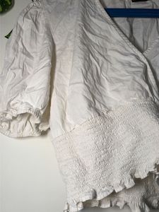 White Smocked Crop Top