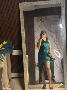 Elegant Emerald Green Wrap Dress