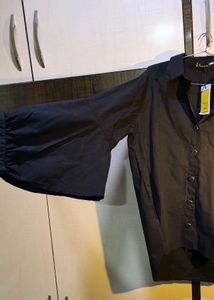 Black Balloon Sleeve Shirt