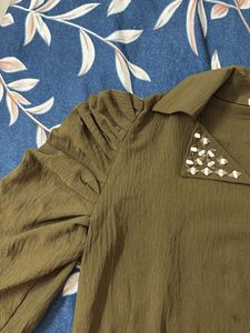 Stylish Embellished Collared Top