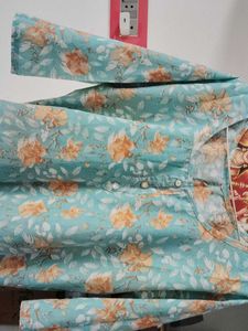 98.Teal Floral Print Kurta