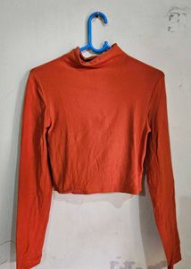 Chic Rusty Orange Turtleneck Top