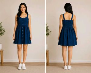 Chic Blue Button-Up Dress