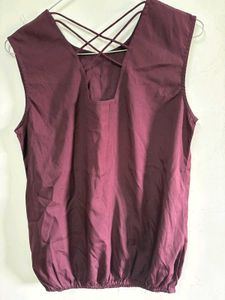 Elegant Pleated Purple Sleeveless Top