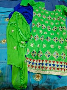 Vibrant Green Kurta Set with Dupatta
