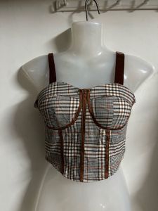 Plaid Corset Top with Straps
