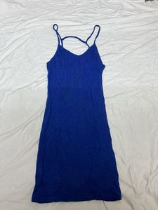 Blue Ribbed Mini Dress - Casual Chic
