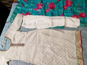 Elegant Cream Kurta Set with Teal Dupatta