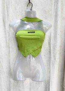 I. Lime Green Asymmetrical Crop Top