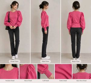 💗 Pink Ribbed Full-Sleeve Top – Stylish