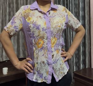 Floral Print Button-Up Blouse
