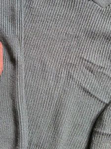 Green Ribbed Knit Sweater with Suede Patches