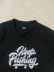 Black "Keep Pushing" Graphic T-Shirt
