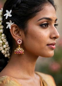 Stunning Jhumka Earrings with Pink Stones
