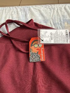 Maroon Ribbed Bodycon Dress