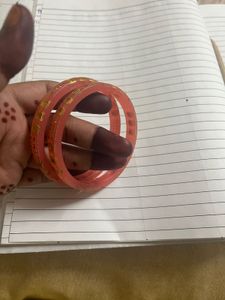 Pretty Pink &amp; Gold plastic Bangles