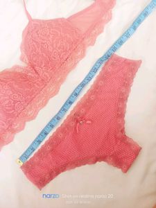 Peach Lace Bra and Panty Set