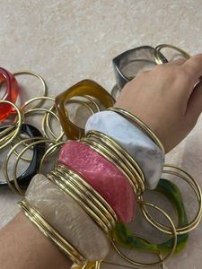 Chunky Resin & Gold Bangle Set of 5