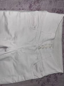 Cream High-Waist Straight Leg Jeans