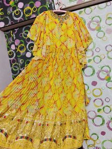 Vibrant Yellow Embellished Ethnic Gown