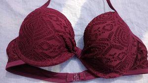 Maroon Textured Bikini Top