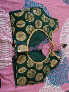 Elegant Green &amp; Gold Brocade Blouse