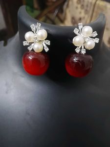 Cherry Pearl & Crystal Earrings