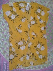 Yellow Floral Print Kimono top