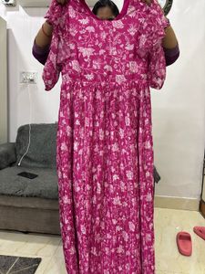Vibrant Pink Floral Maxi Dress