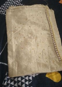 New With Tag Golden Embroidered Saree💞