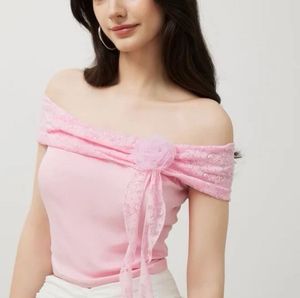 Chic Off-Shoulder Pink Top