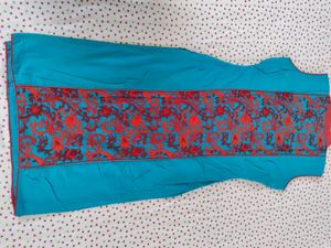 L - Xl Size Sky Blue Suit Set With Plazo