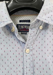 Classic Light Blue Dotted Button-Down Shirt
