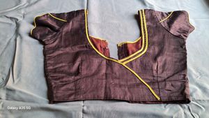 Elegant Light Green Blouse with Gold Embroidery