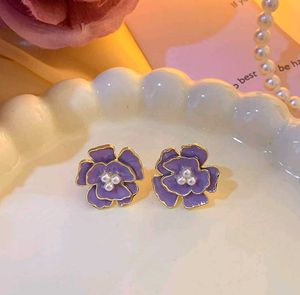 Purple Camellia statement Earrings