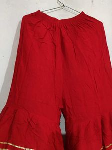 Red Palazzos with Gold Detail