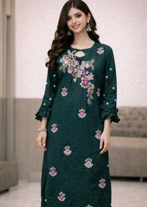 Embroidered Kurta with Bell Sleeves