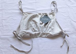 Grey Satin Crop Top 🩶