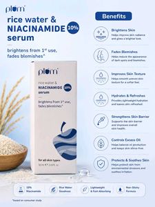 Plum Rice Water &amp; 10% Niacinamide Face Serum|50ml